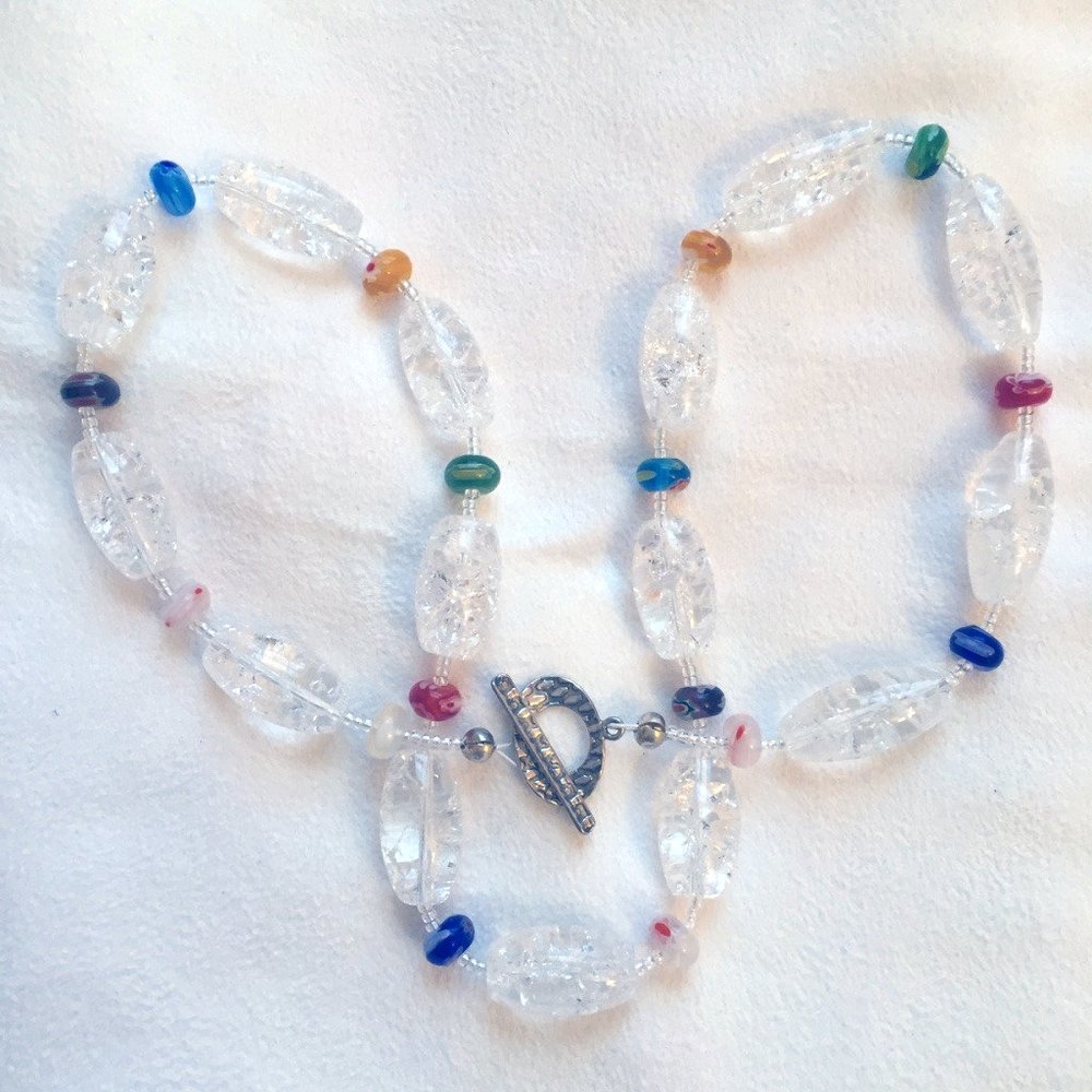 Cracked Quartz/Millefleur Multicolored Necklace